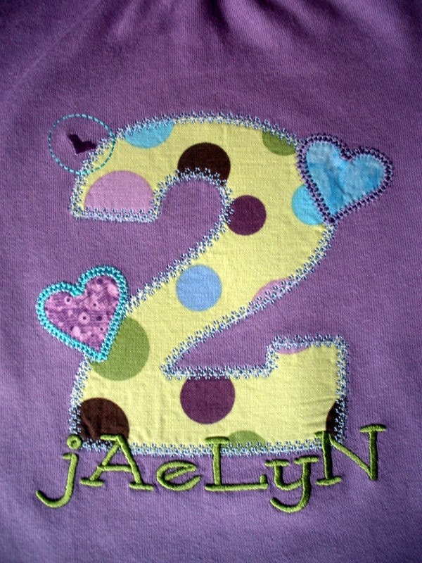 Girls Birthday Number Applique Personalized Purple Long Sleeve Infant and Toddler Tee