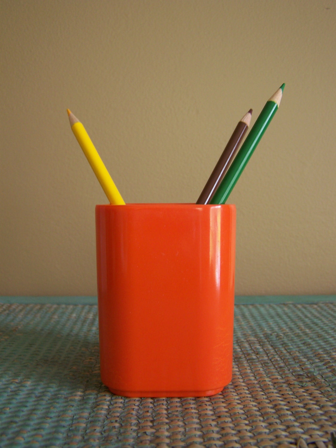SALE - Vintage Radius One Orange Pencil Cup Holder Midcentury Modern