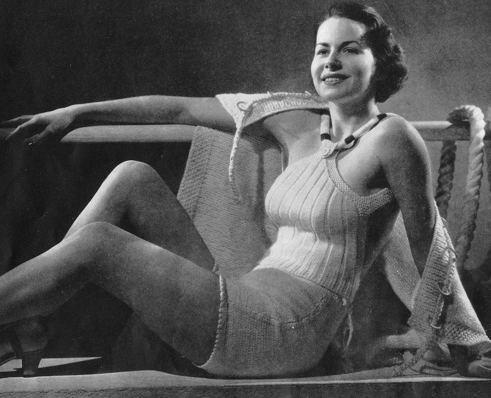 PDF of Minervas Catalina Beach Ensemble Vintage Knitting Pattern, c. 1934