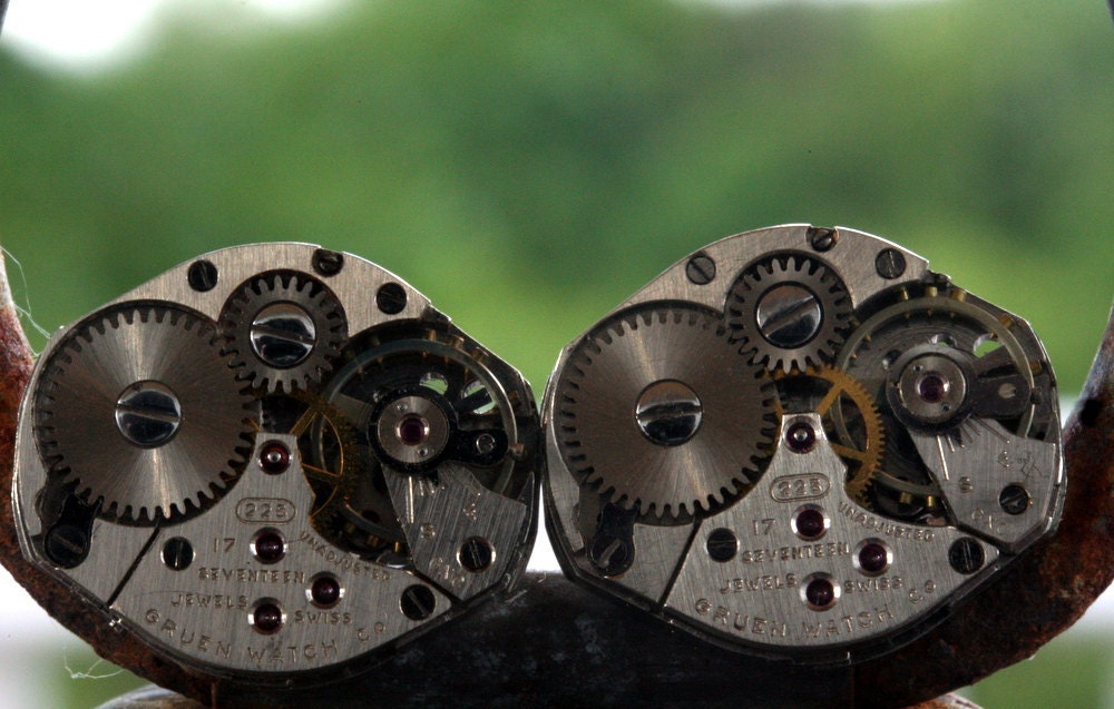 Steampunk Cufflinks Vintage Matching Watch Part Cuffl Link Wedding Fathers Day