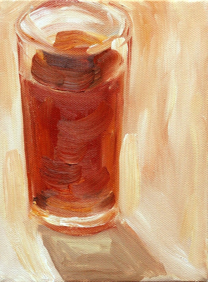 Red Beer, 6x8 oil painting