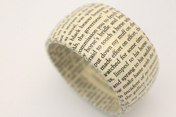 Jane Eyre book bracelet - wood and repurposed vintage text bangle