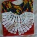White and red varigated cotton crocheted collar and Tshirt set