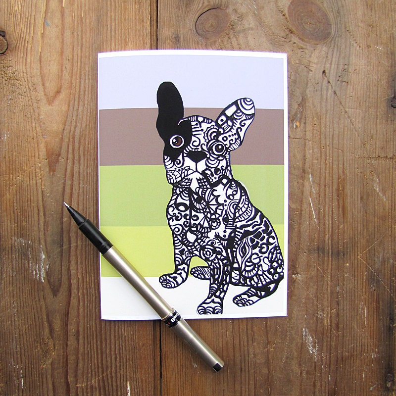 French Bulldog Zentangle Art Greeting Card