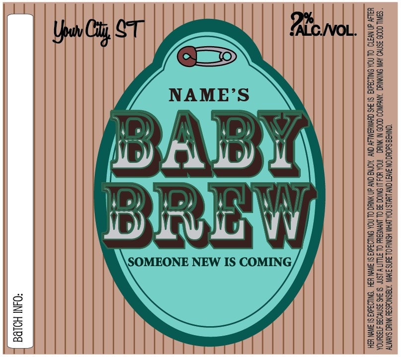 Home Brew Customized Beer Label - Baby Brew