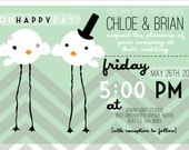 Chevron love birds wedding invitation suite ( Invitation, envelope, & RSVP)