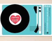 Record player wedding invitation