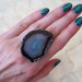Agate Ring. Banded Agate. Blue Agate. Agate Slice. Tranquil Blue. Victory Jewelry.