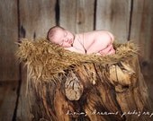 SALE - Camel Faux Fur Photography Prop - Soft, Cozy, Cuddly Faux Fur Nest - Perfect Newborn Photography Prop - Plush Long Pile