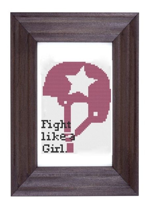 cross stitch pattern  Fight like a girl  rollerderby