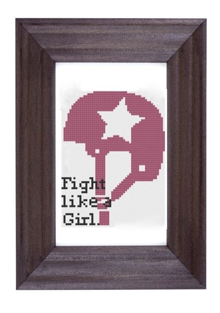 cross stitch pattern  Fight like a girl  rollerderby
