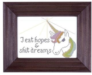 mature cross stitch pattern Unicorn I Eat Hopes and Dreams