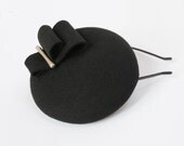 Mini Hat-Button-Black-Wool Felt