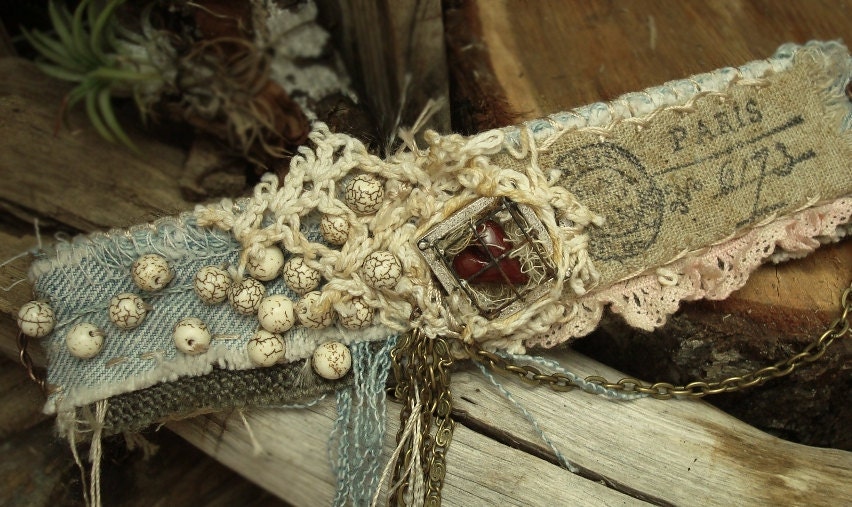 Lost in Time -Mixed Media Cuff Bracelet