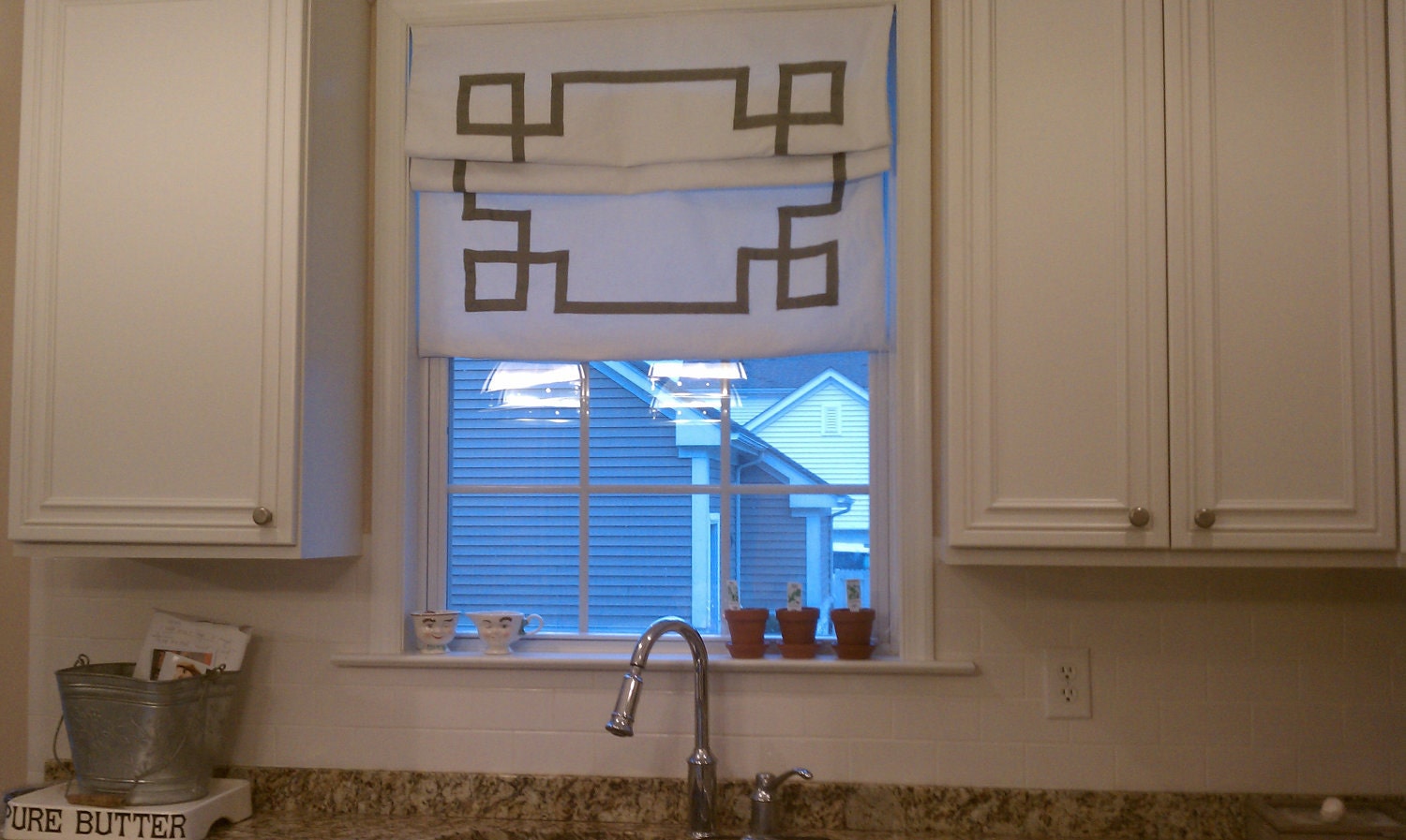Ribbon Design Roman Shade, all materials included, just need measurements and desired trim color