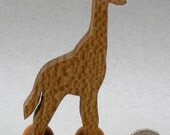 Giraffe Toy on Wheels Wooden Block Animals for Kids Organic Zoo Animals Stocking Stuffers