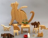 Kitten Caboodle Wooden Toy for Catlovers Waldorf Gift for Kids Boys Girls Home Sweet Home