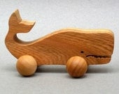 Wheeled Whale Toy for Kids Boys Girls Wood Block Animal Children Party Favor Stocking Stuffers