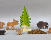 Wilderness Animal Set Wooden Toy Blocks Waldorf Toys for Kids Gifts for Boys and Girls