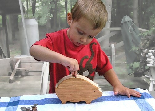 Coin Piggy Bank Savings Bank for Children Wooden Toy for Babies Boys and Girls Baby Shower Gift