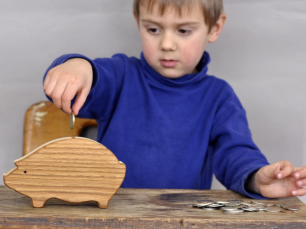 Coin Piggy Bank Savings Bank for Children Wooden Toy for Babies Boys and Girls Baby Shower Gift