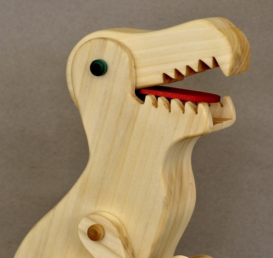 Tyrannosaurus Rex Push Toy Animated Wooden Dinosaur Toy for Kids, Toddlers Boys Girls