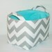 Fabric Basket Organizer Bin -Gray and White Chevron