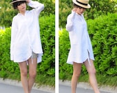 Petal linen Long Blouse/ 18 Colors/ Long Sleeved or Short Sleeved/ Any Size