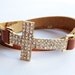 Crystal Cross Bracelet - Wrap Around Leather Band