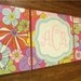 large colorful nursery art- personalized triptych - name monogram initials- hand painted- M2M bedding or decor