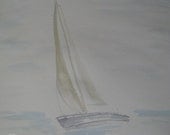 Sailboat - painting, watercolor - europeanstreetteam