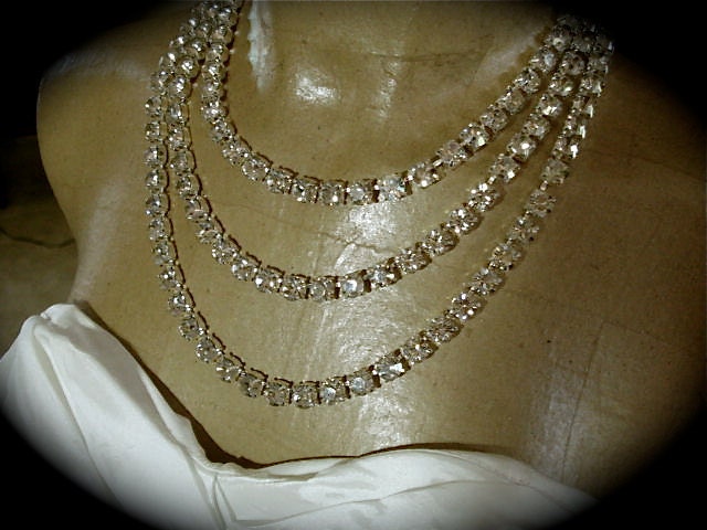 Silver Bridal Necklace, Silver Shade Wedding Necklace - tennis necklace, multi strand necklace, crystal bridal necklace