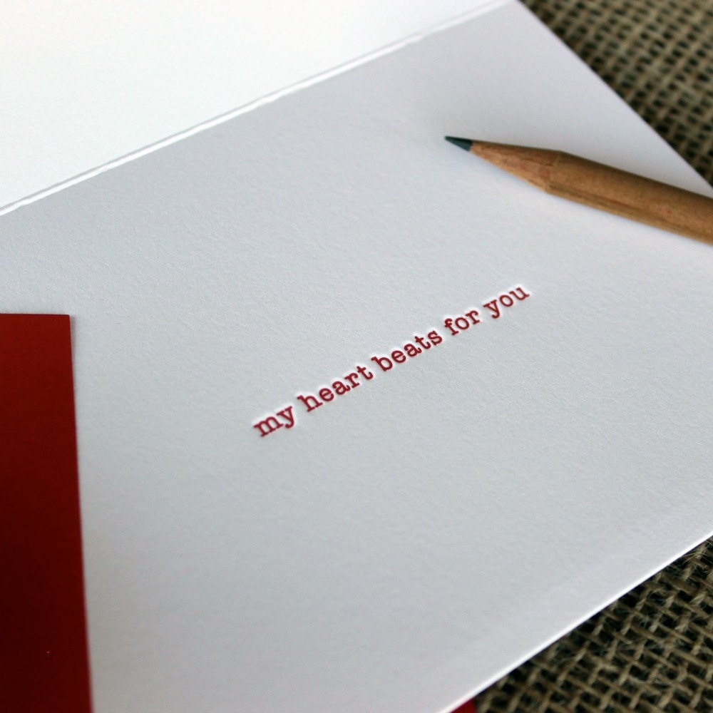 letterpress valentine - heartbeat
