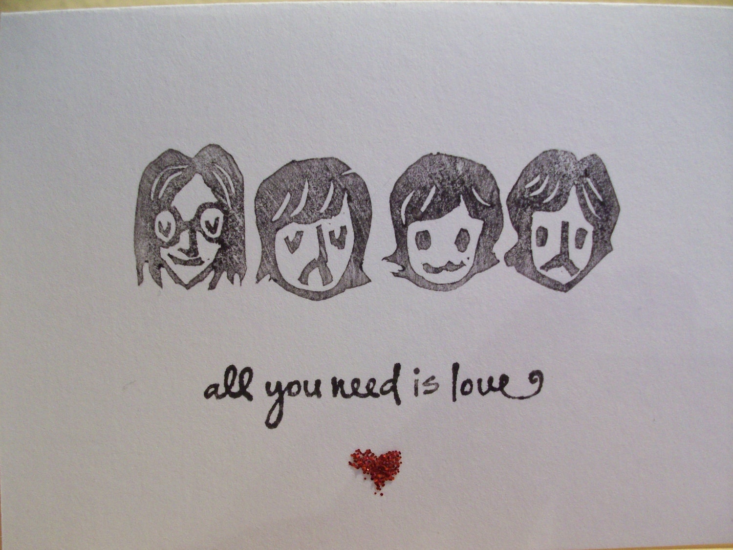 Fab Four Notecards, 1960s, British Invasion Style Stationery, Music, Handmade Gift Idea