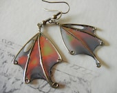 Fairy Wing Jewelry, Dark Faerie Wing Earrings, Fantasy Earrings, Night Fairy, Antique Brass Earrings, "Will-o-Wisp"