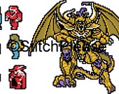 Final Fantasy 1 Characters with Final Boss Cross Stitch Pattern