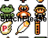 Super Mario Bros Items Cross Stitch Pattern