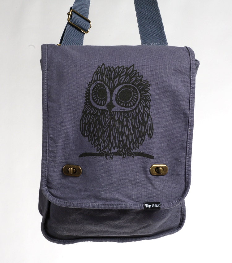 Owl Messenger Bag Denim Blue