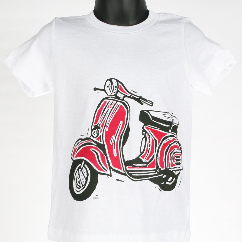 Scooter on White American Apparel T Shirt