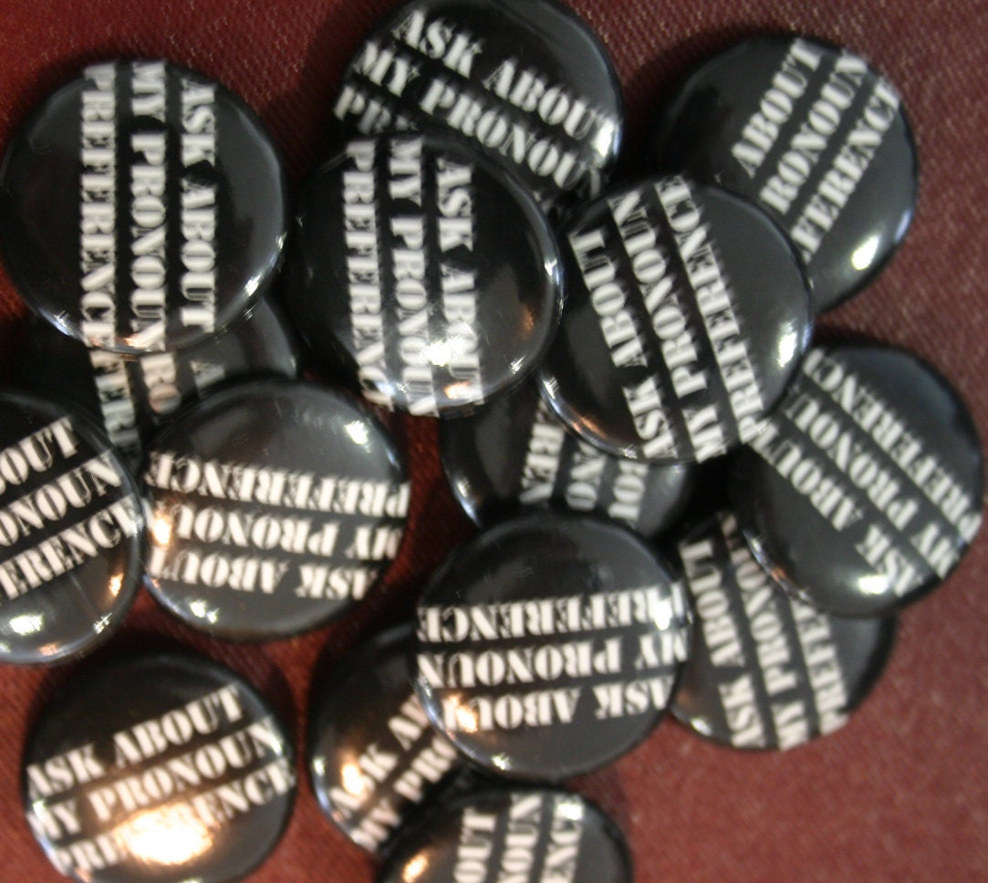 genderqueer gay lesbian transgendered queer punk pronoun button