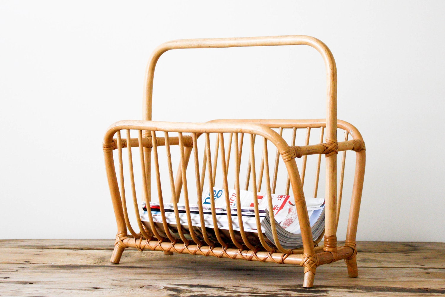 RESERVED - Vintage Rattan Magazine Rack