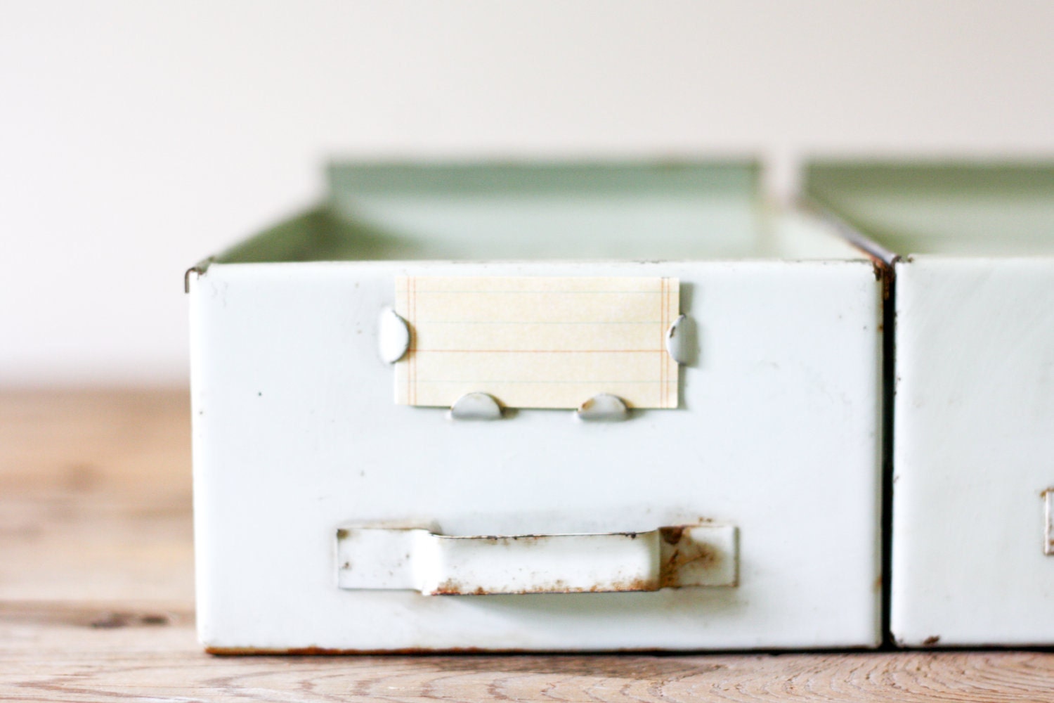 RESERVED for Michelle Mint Green Vintage Industrial Metal File Drawers, Set of Two