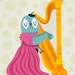 iOTA iLLUSTRATION - The Owl Harpist - Animal Art Limited Edition Print
