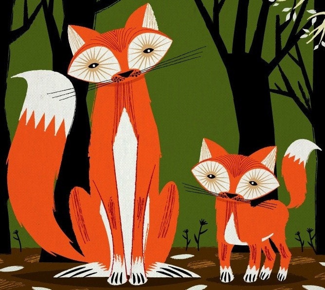 iOTA iLLUSTRATION - Two Fine Foxes - childrens Limited Edition - Animal Art Print
