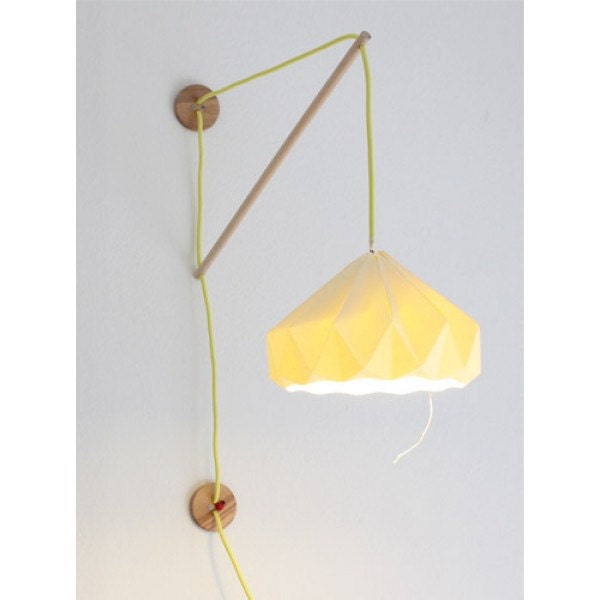 Wall fixture Klimoppe with paper lamp Chestnut