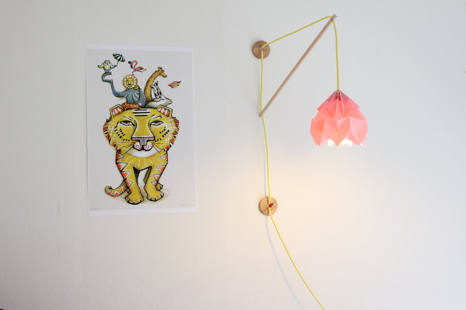 Wall fixture Klimoppe with paper lamp Chestnut