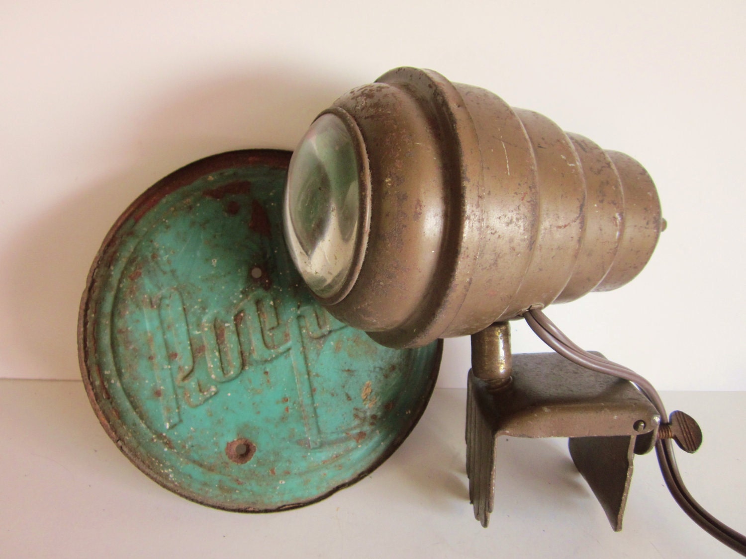Task Light/Shop Light, Bullet Shaped Bronze Metal, Vintage, Retro