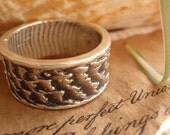 Sterling Silver Wedding Band Men's Ring Cuttlebone Cast Custom Made