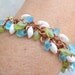 Copper Beaded Bracelet Shaggy Loops Sea Glass Colored Magatama Beads