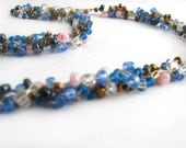 Earthly Delight necklace - crocheted silver colored thread, seed beads, sterling silver clasp